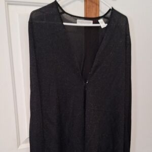Valerie Stevens Black Sheer V-Neck Blouse
